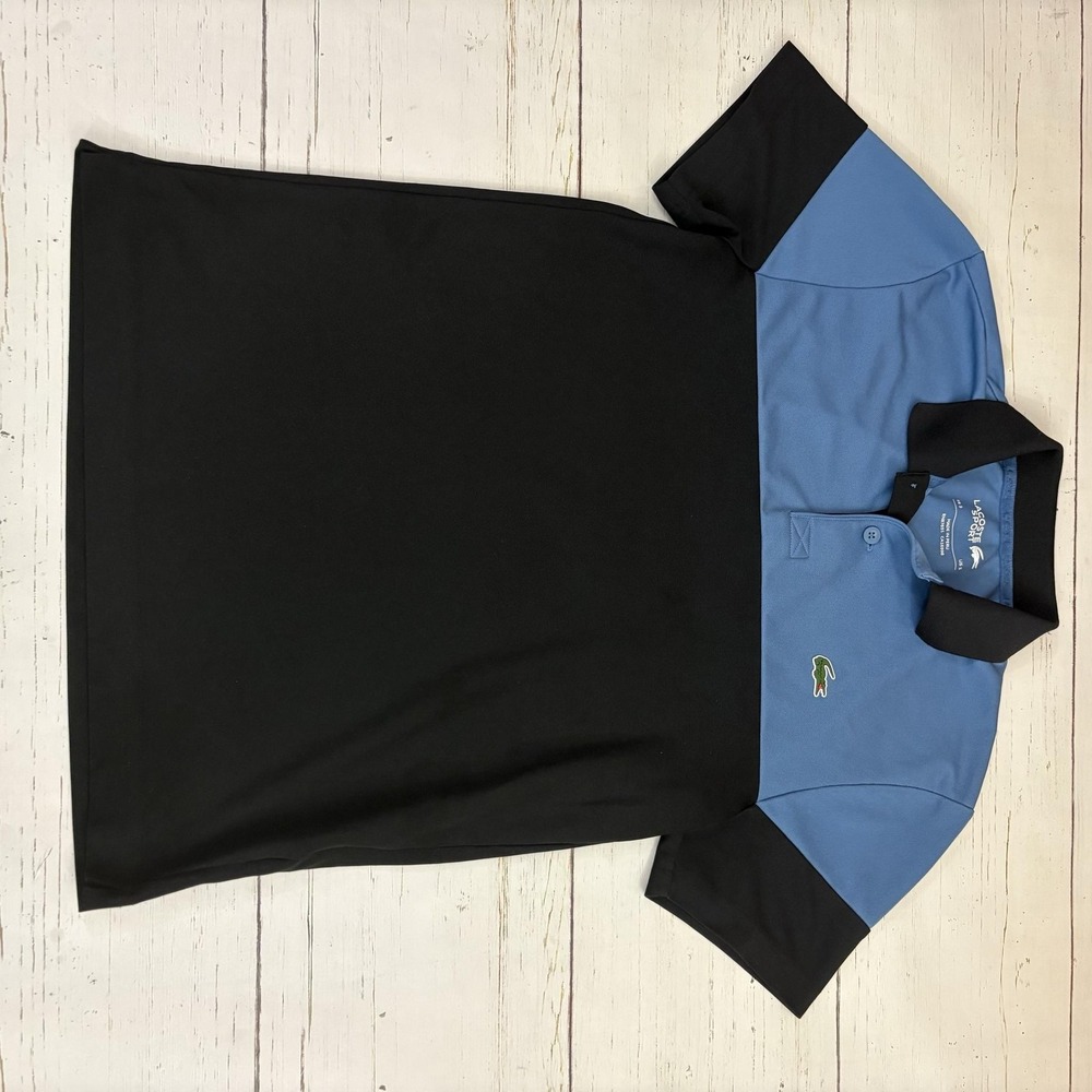 Lacoste Sport Polo Shirt Mens S Black Colorblock Performance Short Sleeve Peru